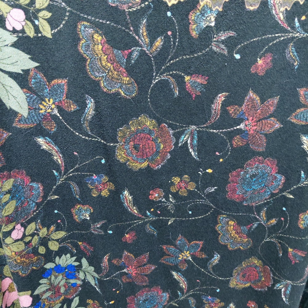 Retro Floral Long Sleeve Top - Black/Multi - Picture 3 of 7